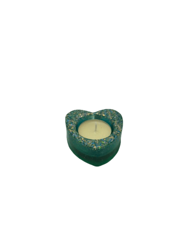 Porte bougie cœur vert 