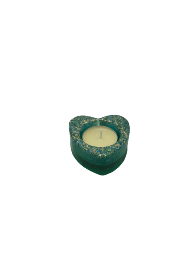Porte bougie cœur vert 