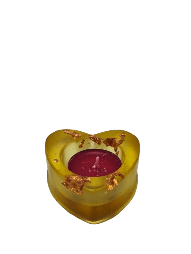 Porte bougie cœur jaune