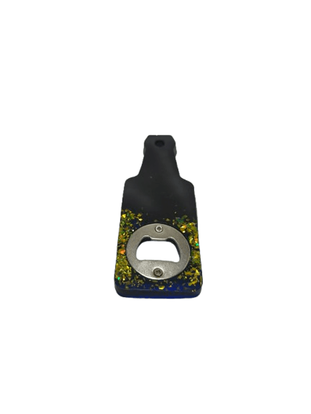 Décapsuleur bouteille bleu, noir pailleté